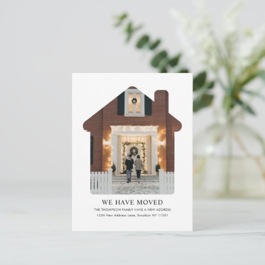 ミニマリスト我々は新しいホームフォト移動を移動 ポストカード (スタンド正面)