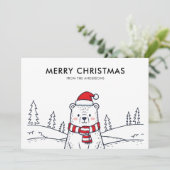 ミニマリスト手で描かれたポーラーベアクリスマス シーズンカード (スタンド正面)