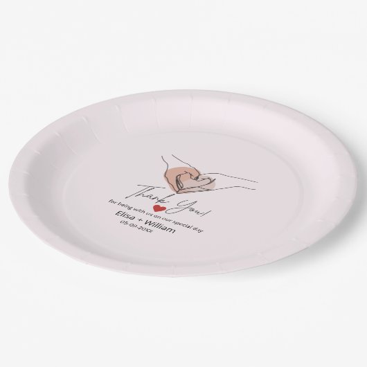 ミニマリスト手ハートジェスチャー結婚スのゲストギフト ペーパープレート (アングル)