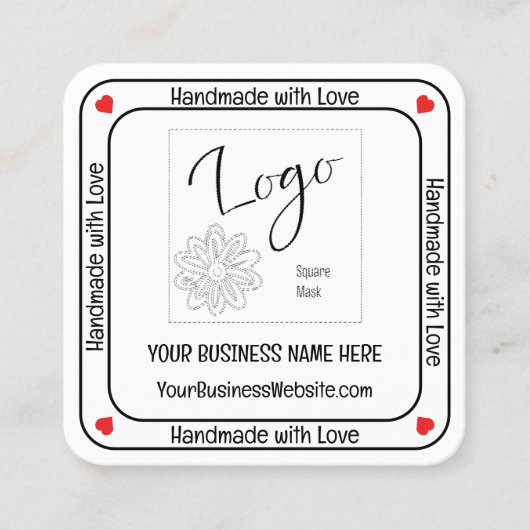 ミニマリスト手作りラブビジネスQRコード スクエア名刺 (正面)