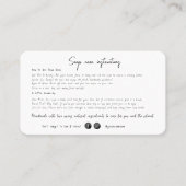 ミニマリスト手作り石鹸ケア説明のお店 コーリングカード (正面)