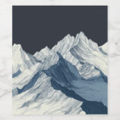 ミニマリスト手描きの山の峰々 ワインラベル (シングルラベル)