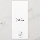 ミニマリスト手描きインクイラスト結婚式 プログラム (正面)