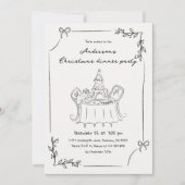 ミニマリスト手描きクリスマスディナーパーティー 招待状 (正面)