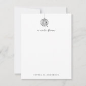 ミニマリスト手描きディスコボール |モノグラム ノートカード (正面)