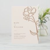 ミニマリスト手描きフローラ結婚アイボリー 招待状 (スタンド正面)