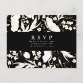 ミニマリスト手描きワイルドフラワーウェディングRSVP ポストカード (正面)