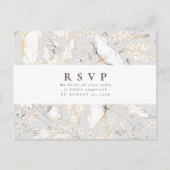 ミニマリスト手描きワイルドフラワーウェディングRSVP ポストカード (正面)
