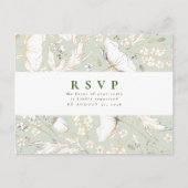 ミニマリスト手描きワイルドフラワーウェディングRSVP Pos ポストカード (正面)