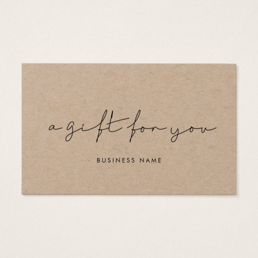 ミニマリスト手書きクラフトのギフト証明書 (正面)