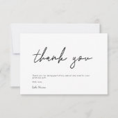 ミニマリスト手書きスクリプト ブラック ブライダルシャワー サンキューカード (正面)