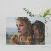 ミニマリスト手書きハッピーエブリシングフォトゴールド 箔シーズンカード (立ち正面)