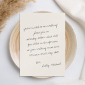 ミニマリスト手書きレターウェディング 招待状