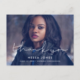 ミニマリスト手書き卒業ありがとう写真 ポストカード