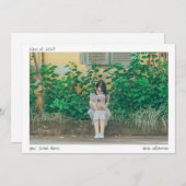 ミニマリスト手書き大学院写真卒業 案内状 (正面/裏面)