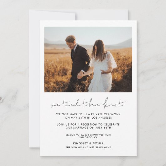 ミニマリスト手書き私たちは結び目の写真カード 招待状 (正面)