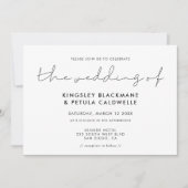 ミニマリスト手書き結婚の 招待状 (正面)
