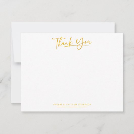 ミニマリスト手書感謝フェイク金ゴールド ノートカード (正面)
