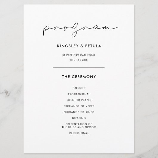 ミニマリスト手書結婚きの プログラム (正面)