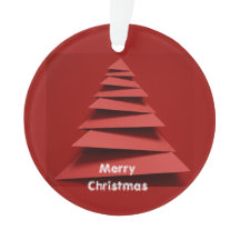 ミニマリスト折り紙ペーパークリスマスツリーレッド背景
