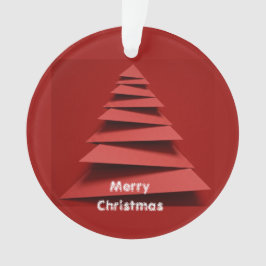 ミニマリスト折り紙ペーパークリスマスツリーレッド背景 オーナメント
