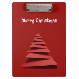 ミニマリスト折り紙ペーパークリスマスツリーレッド背景 クリップボード