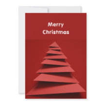 ミニマリスト折り紙ペーパークリスマスツリーレッド背景