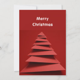 ミニマリスト折り紙ペーパークリスマスツリーレッド背景 招待状