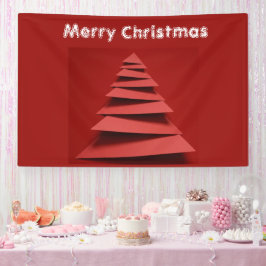 ミニマリスト折り紙ペーパークリスマスツリーレッド背景 横断幕