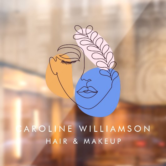 ミニマリスト抽象顔ラインアートビジネスロゴ ウィンドウサイン (シート2)