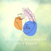 ミニマリスト抽象顔ラインアートビジネスロゴ ウィンドウサイン (シート3)