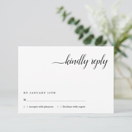 ミニマリスト招待状返信カードの挿入 招待状 (スタンド正面)