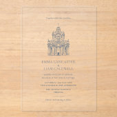 ミニマリスト教会会場 I バロックスタイルのウェディング アクリル招待状 (正面)