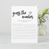 ミニマリスト数字の推測ブライダルシャワーカード 招待状 (スタンド正面)