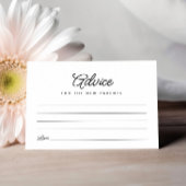 ミニマリスト新しい親ベビーシャワーアドバイスカード 出欠カード