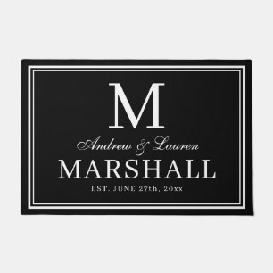 ミニマリスト新婚カップル・モノグラムたった今結婚しました ドアマット