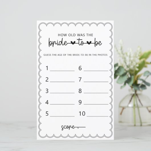 ミニマリスト新婦のシャワーゲームは何歳だった (スタンド正面)