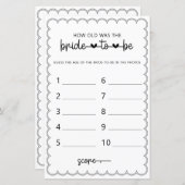 ミニマリスト新婦のシャワーゲームは何歳だった (正面/裏面)