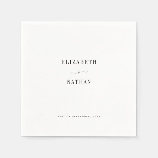 ミニマリスト新婦結婚と新郎 スタンダードカクテルナプキン (正面)