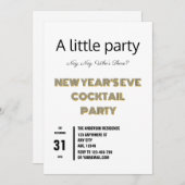 ミニマリスト新年イブカクテルパーティー 招待状 (正面/裏面)