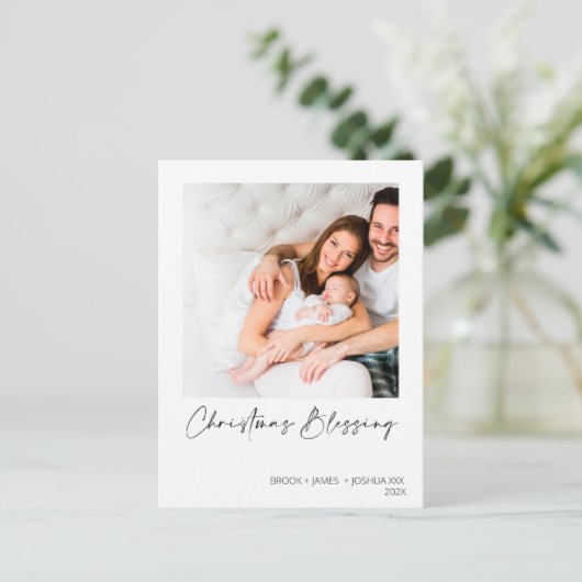 ミニマリスト新生まれクリスマス恵みクリスマス ポストカード (スタンド正面)