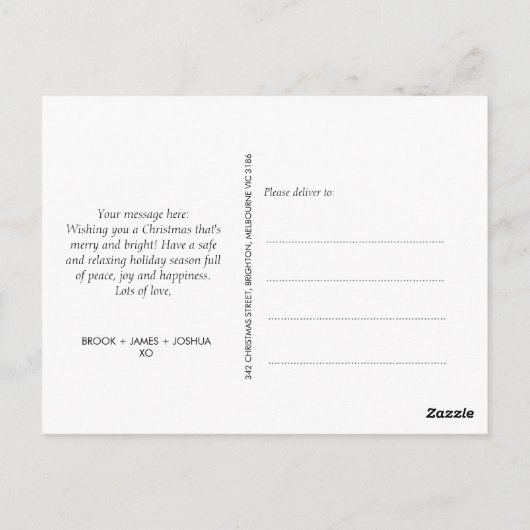 ミニマリスト新生まれクリスマス恵みクリスマス ポストカード (裏面)