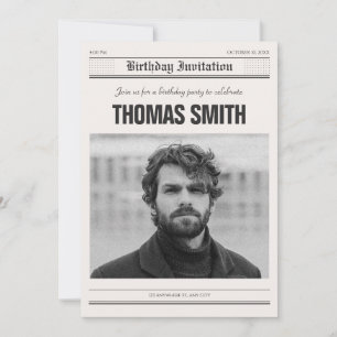 ミニマリスト新聞のポスター写真の誕生日 招待状