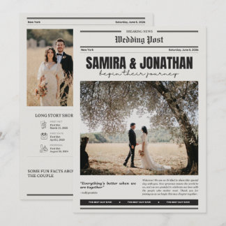 ミニマリスト新聞風結婚式プログラム