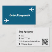 ミニマリスト旅行をテーマにした名刺 – 青 名刺 (正面/裏面)