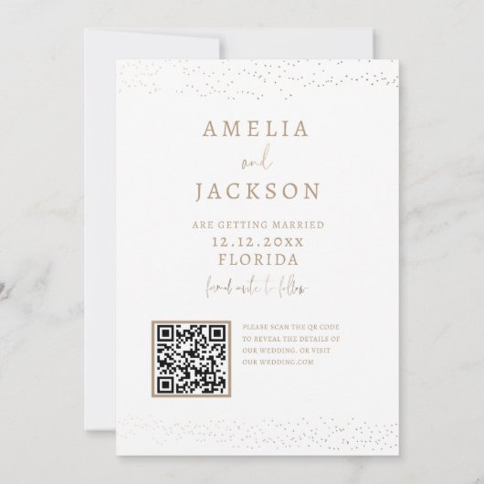 ミニマリスト日付のフェイク金ゴールドと写真を保存 セーブザデート (裏面)