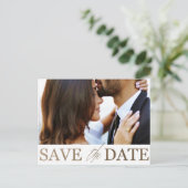 ミニマリスト日付のフェイク金ゴールドと写真を保存 ポストカード (スタンド正面)