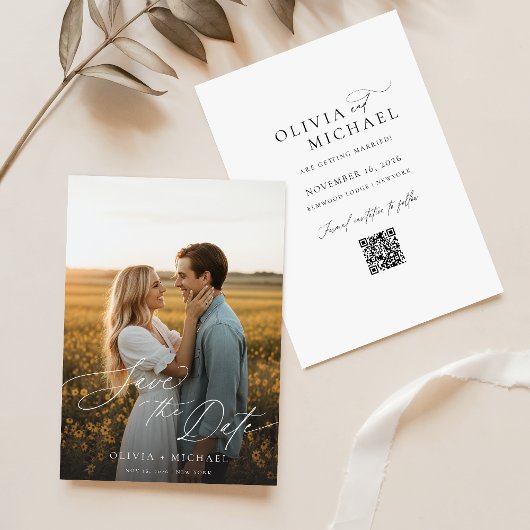 ミニマリスト日付を保存、写真Boho日付を保存 招待状