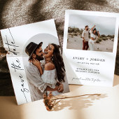 ミニマリスト日付を保存、Boho Photo日付を保存 招待状