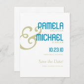 ミニマリスト日付アクア&チャートルーズパレットを保存 セーブザデート (正面/裏面)